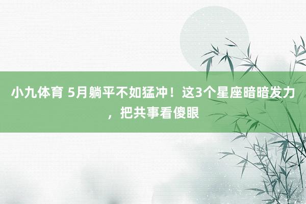 小九体育 5月躺平不如猛冲！这3个星座暗暗发力，把共事看傻眼